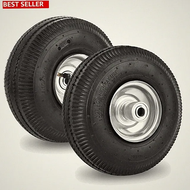 10 Inch Heavy-Duty Pneumatic Wheels - Excellent Grip for Carts & Trailers