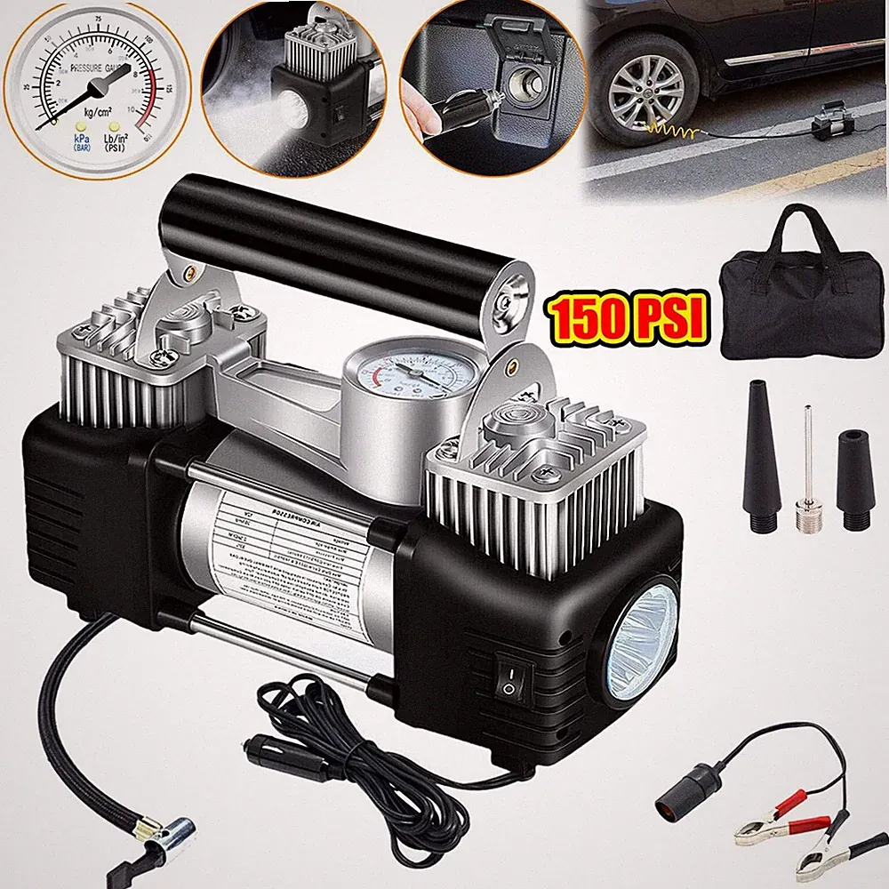 12V Car Tire Inflator 150PSI Portable Air Compressor Automotive Inflation Pump