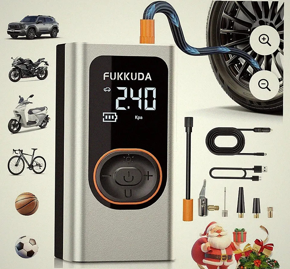 150PSI Tire Inflator Portable Air Compressor - 4000mAh Cordless Air Pump, LCD
