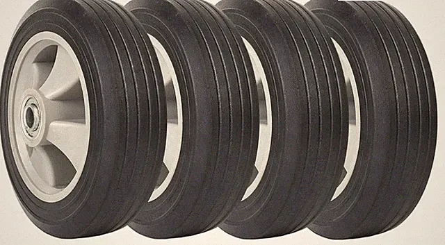 (4- Pack Run-Flat Solid Rubber Replacement Tire 8" x 2'' with a 5/8"