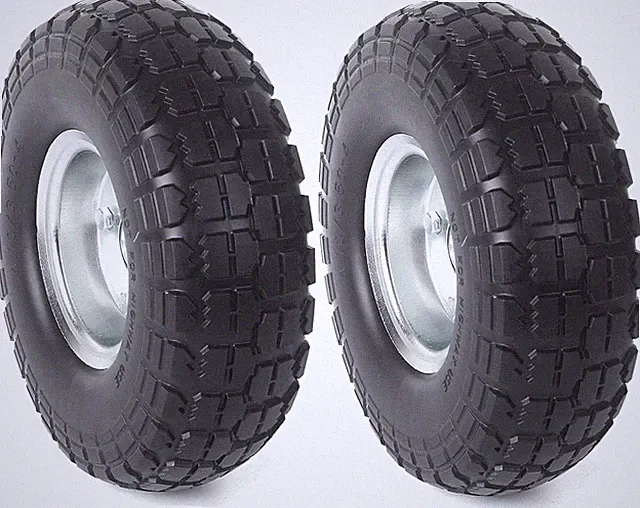 AR-PRO (2-Pack) 10-Inch Solid Rubber Tire Wheels 4.10/3.50-4", Silver