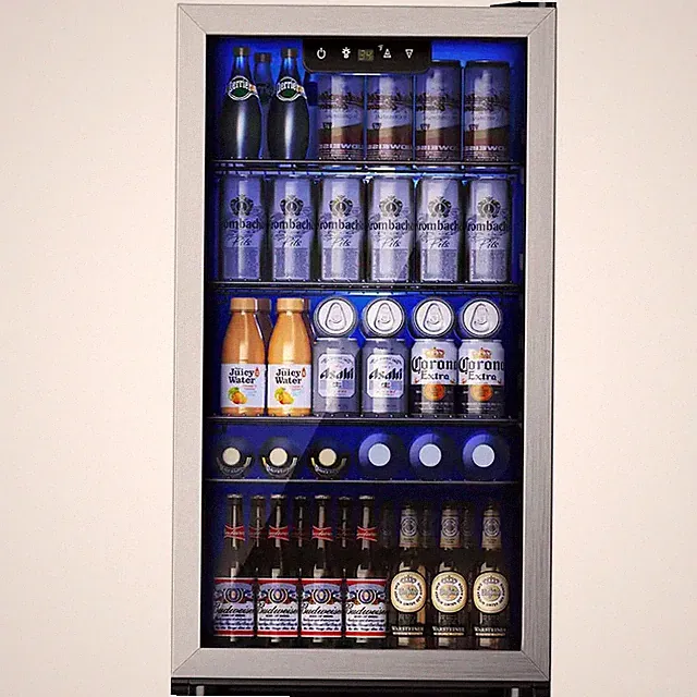 Beverage Refrigerator Cooler, 126 Can with Glass Door, Shelves
